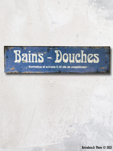 Plaque métal Bains Douches déco rétro