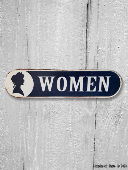 Plaque toilette métal patiné bleu déco vintage Women lafinesse