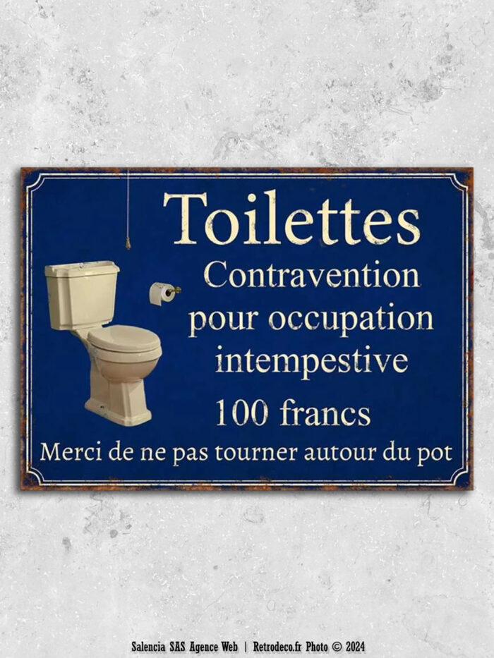 Plaque décorative Toilettes contravention Antic Line