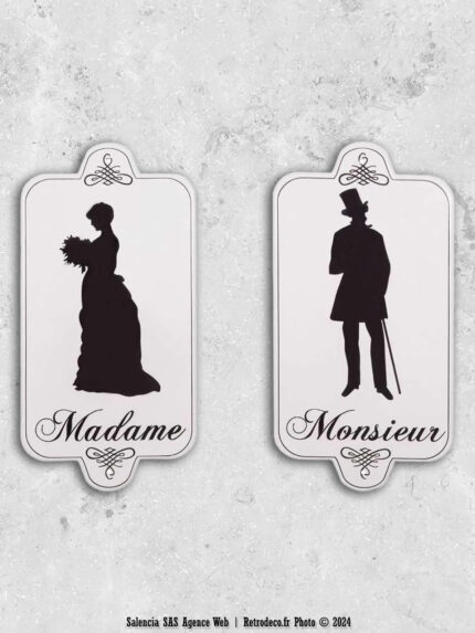 Set de 2 plaques métal Toilettes Monsieur Madame Antic Line