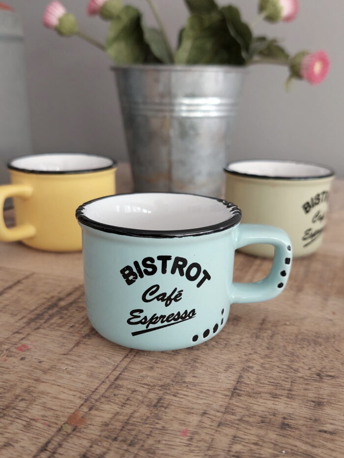 Tasse expresso Bistrot Café bleue déco vintage Antic Line