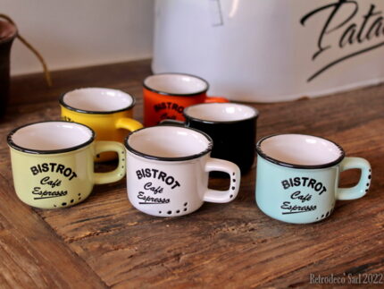 Set 6 tasses expresso Bistrot déco vintage Antic Line