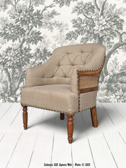 Fauteuil Valbelle lin et jute Chehoma