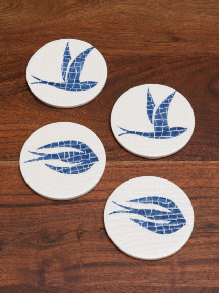 Set 4 sous-verres oiseaux mosaïque Chehoma