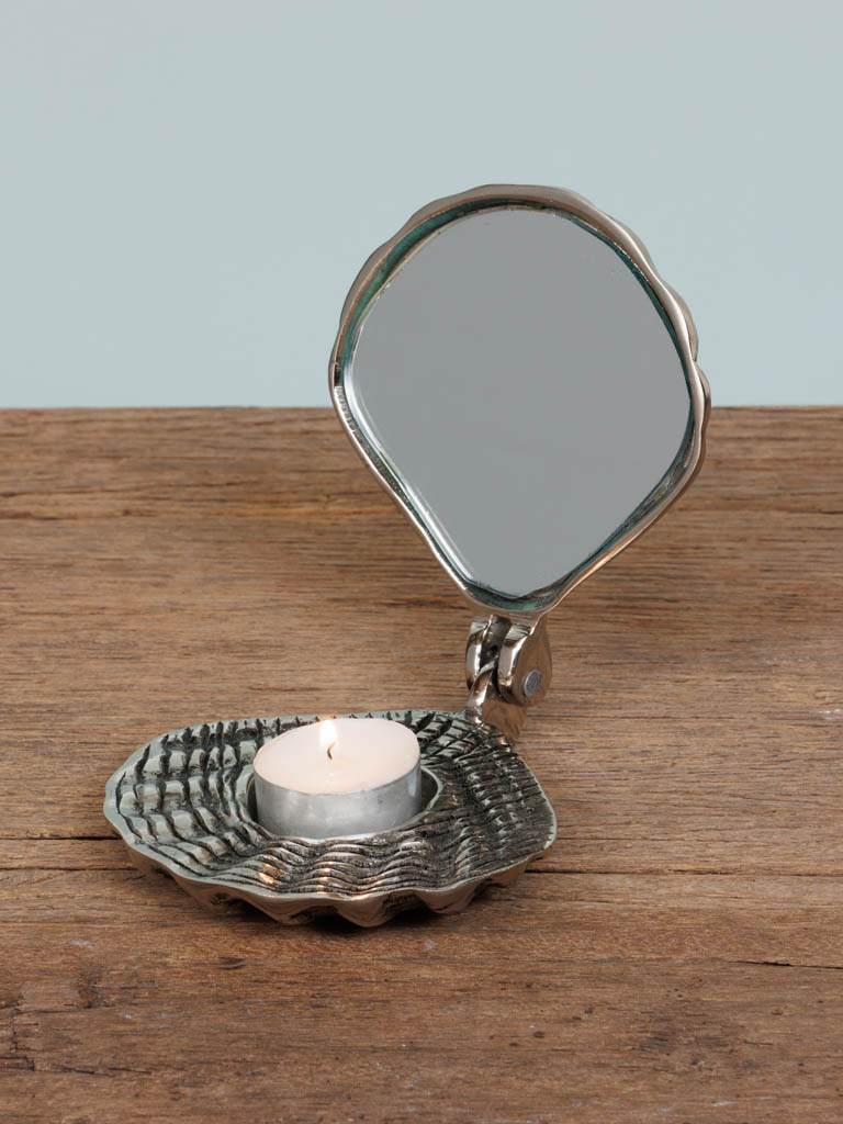 Bougeoir coquillage avec miroir intérieur Chehoma