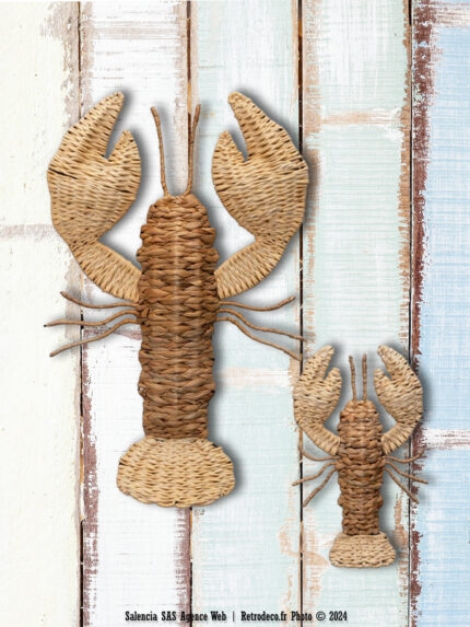 Set de 2 homards en rotin et jacinthe d'eau Chehoma