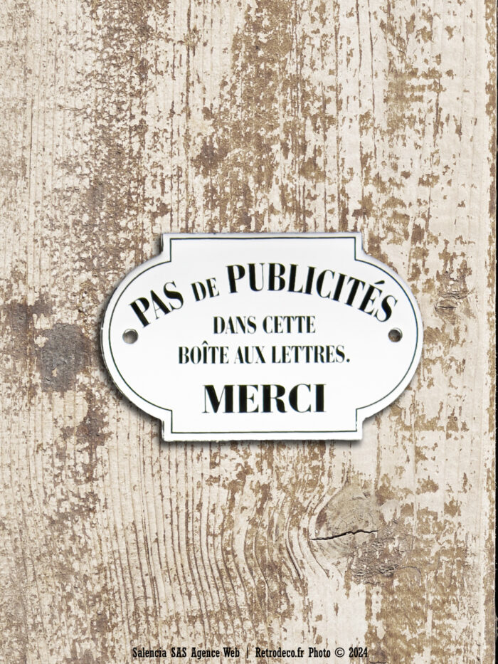 Plaque de porte émaillée Pas de publicité Email Replica