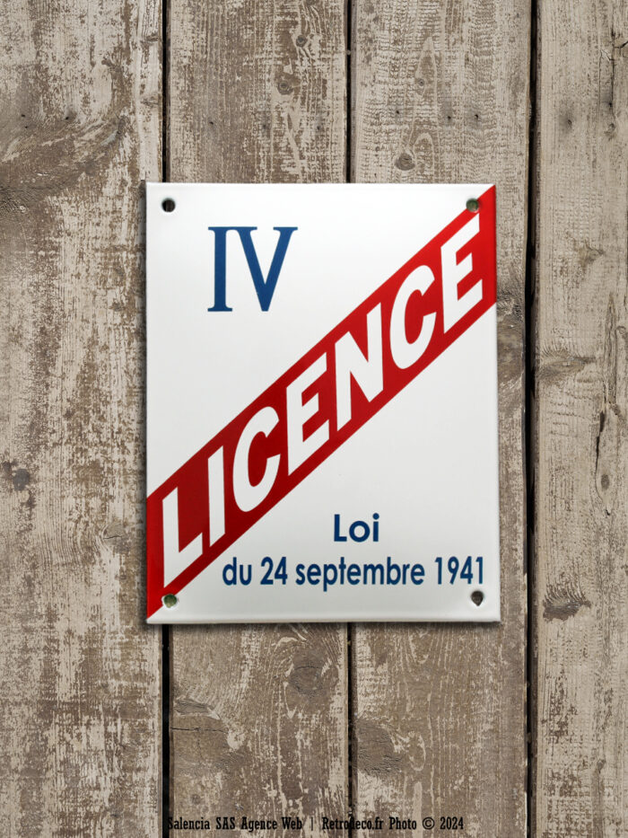 Plaque émaillée Licence IV Email Replica