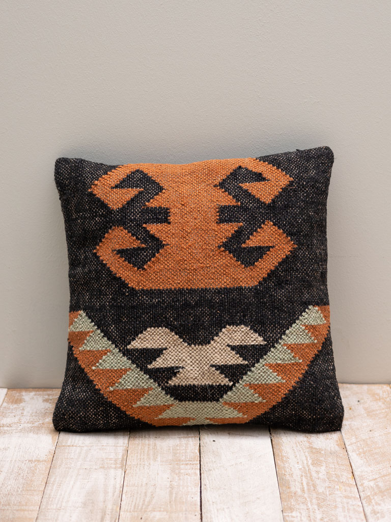 Coussin kilim brun orangé