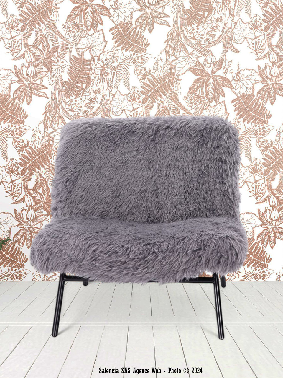 Fauteuil Domme Fausse Fourrure Gris Athezza