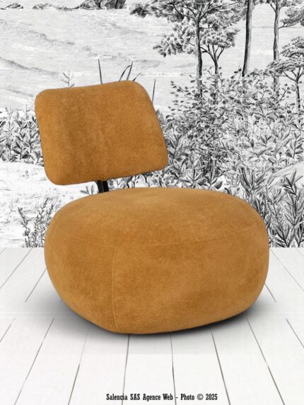 Fauteuil rond moutarde Griza Ixia