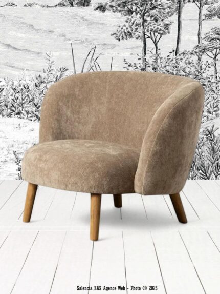 Fauteuil rond taupe Rey Ixia